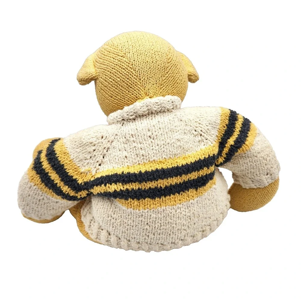 Knickerbocker Bear Co. Knitted Teddy in Striped Sweater Yellow Stuffed Toy Plush